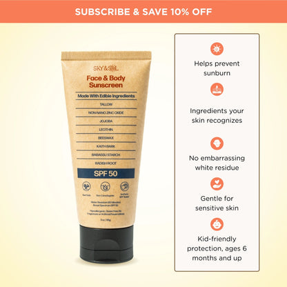 Sky and Sol Face and Body Sunscreen SPF 50